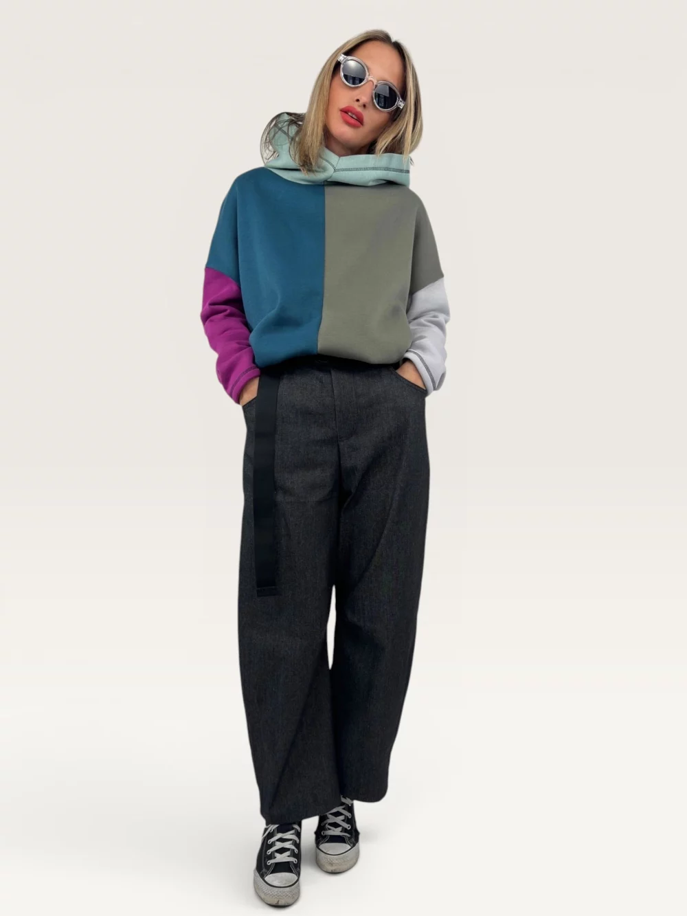 Kalhoty "BAGGY DENIM" tmavě šedé 14