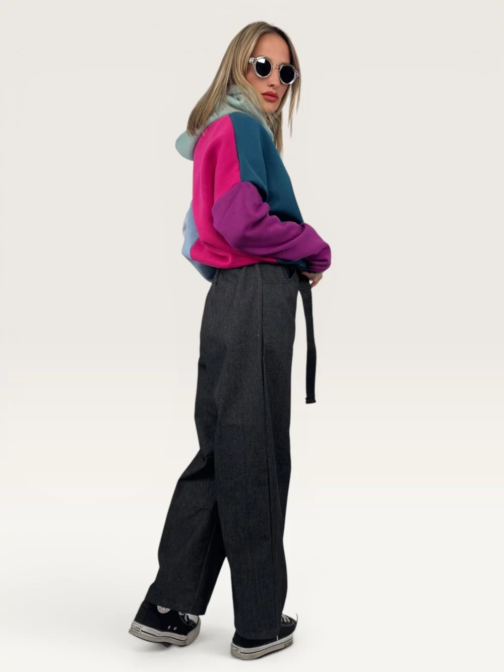 Kalhoty "BAGGY DENIM" tmavě šedé 14