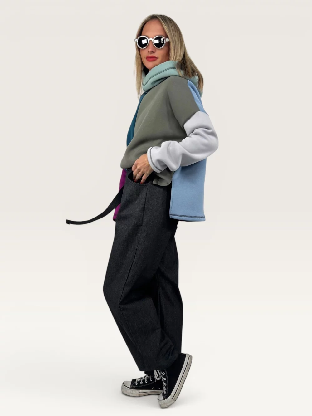 Kalhoty "BAGGY DENIM" tmavě šedé 14