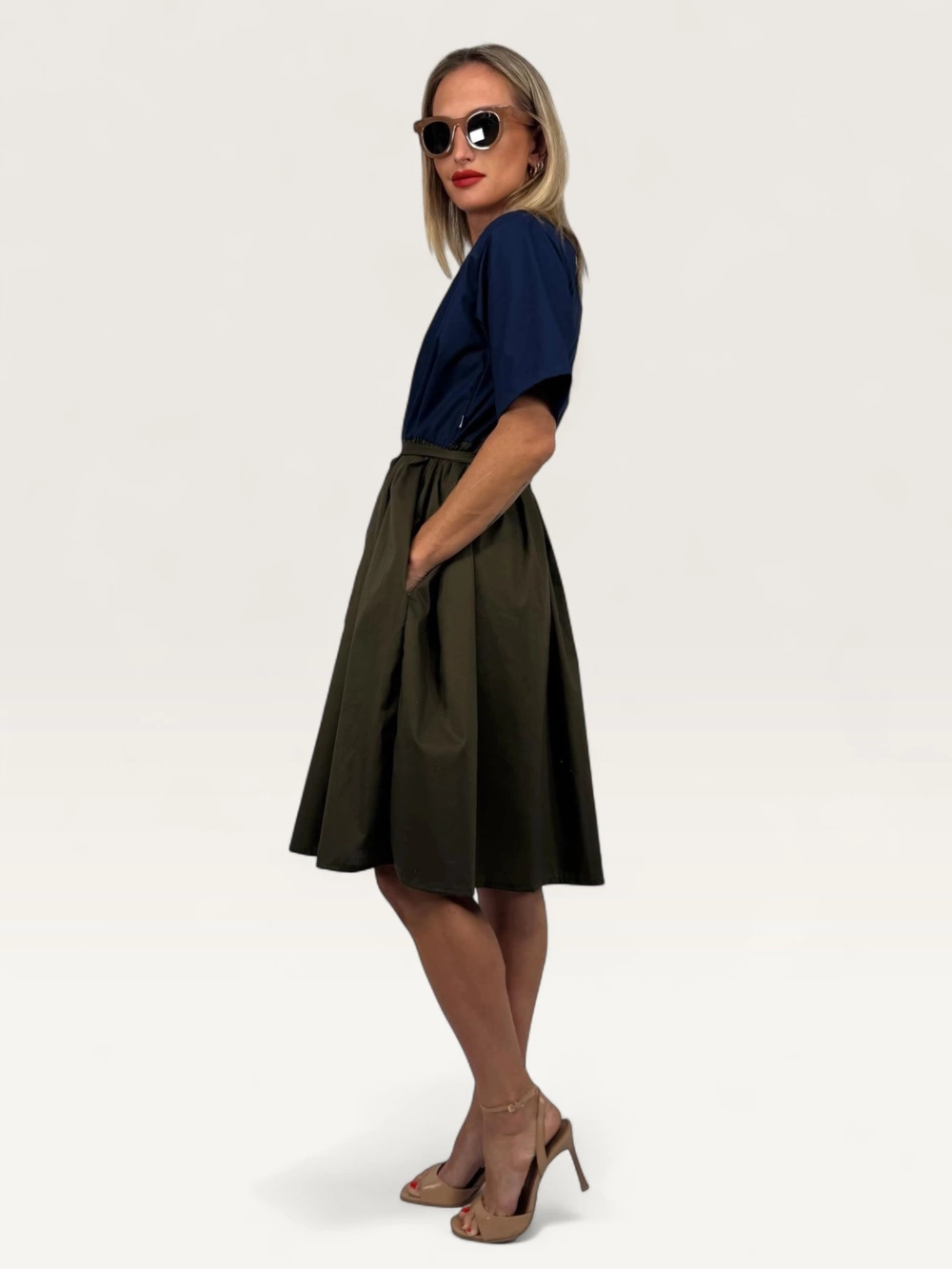 Šaty "VIVIEN" modro-khaki