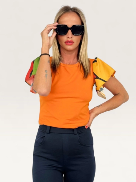 Tričko "WOLLAN collab FATCAT" oranžové