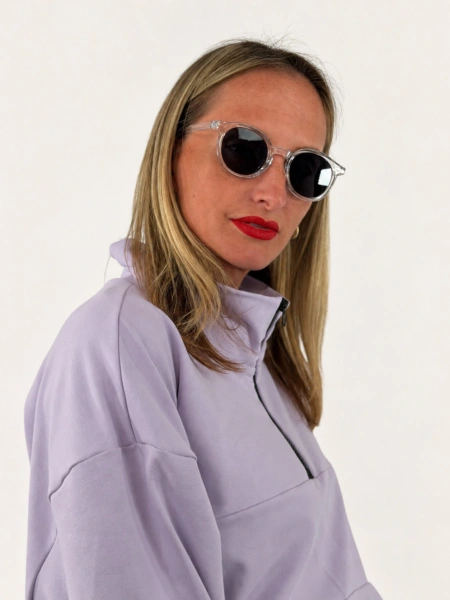 Brýle "JACK" transparentní na modelce, hlavní fotografie.