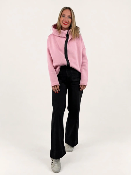 Dámská mikina "VOG ZIPP" růžová na modelce, hlavní fotografie.